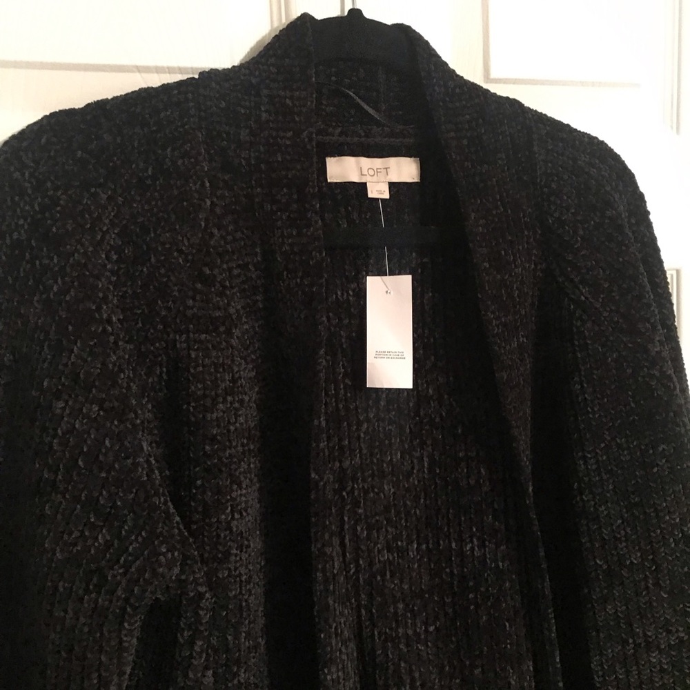 LOFT chenille black cardigan